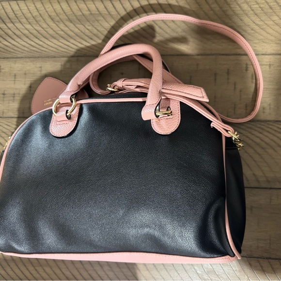 Juicy Couture Pink/Black Mini Bowler Bag w/ Embroidered Logo charm - Picture 5 of 12